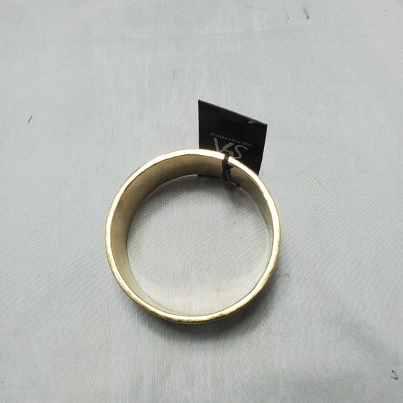Saks Fifth Ave cream/taupe enamel bangle bracelet - Picture 3 of 5